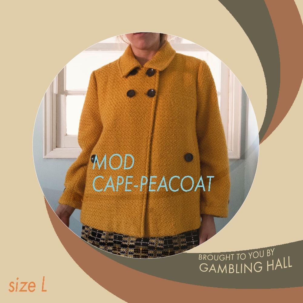Mustard yellow mod cape/peacoat